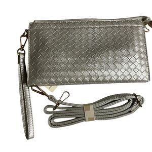 Silver Woven Clutch Bag‎
